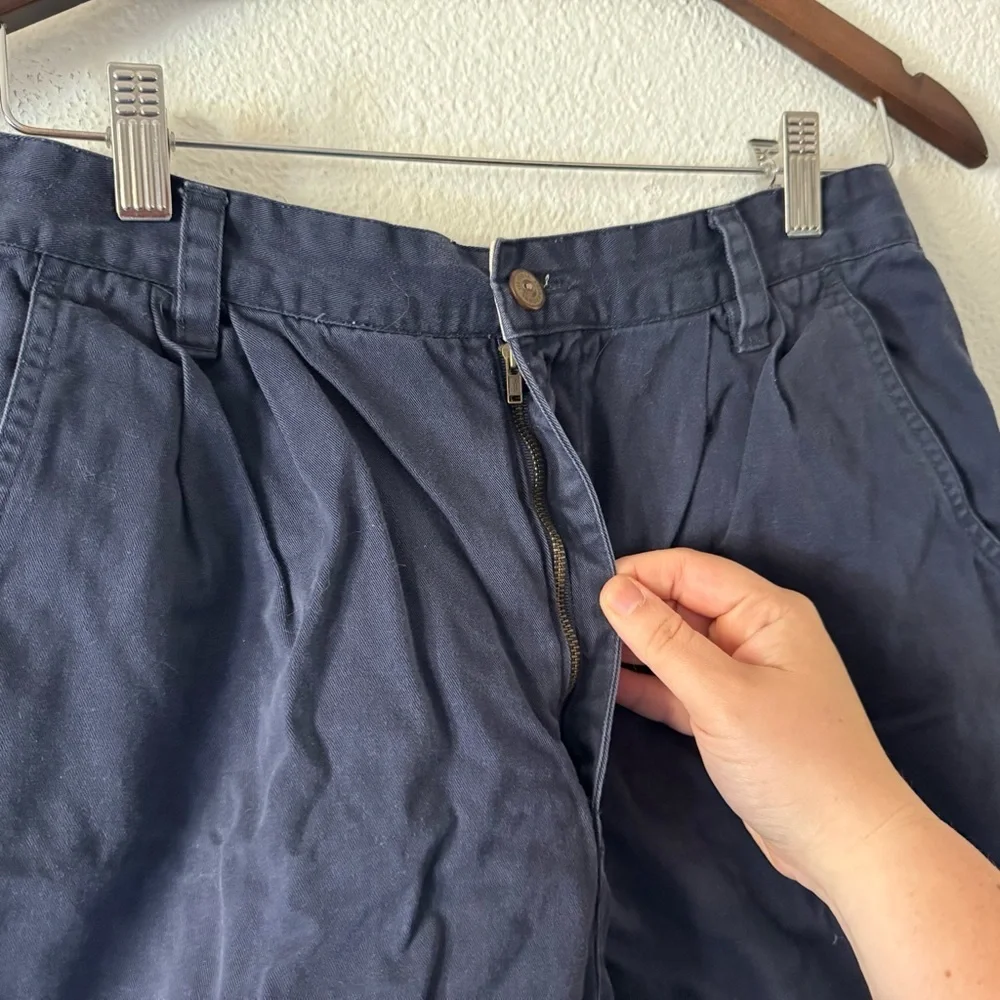 Chinos Navy Pleated High Rise Cotton Shorts Size 12 GV Coastal Grandma 90’s VTG